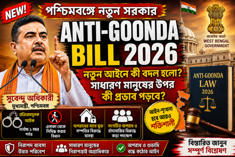 West Bengal Anti-Goonda Bill 2026 নতুন আইন সম্পূর্ণ বিশ্লেষণ
