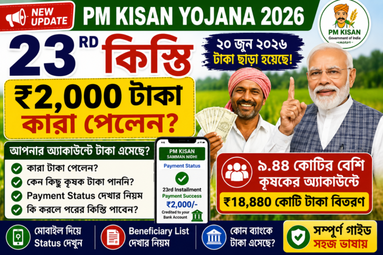 PM Kisan 23rd Installment 2026 ₹2000 Payment Status Check